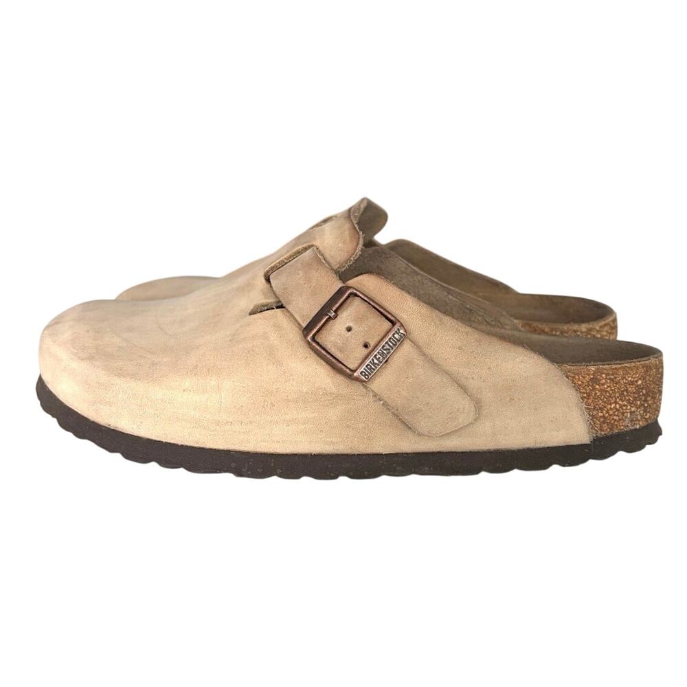 Birkenstock Boston oiled leather Clogs taupe, size 38 boho casual comfort fall